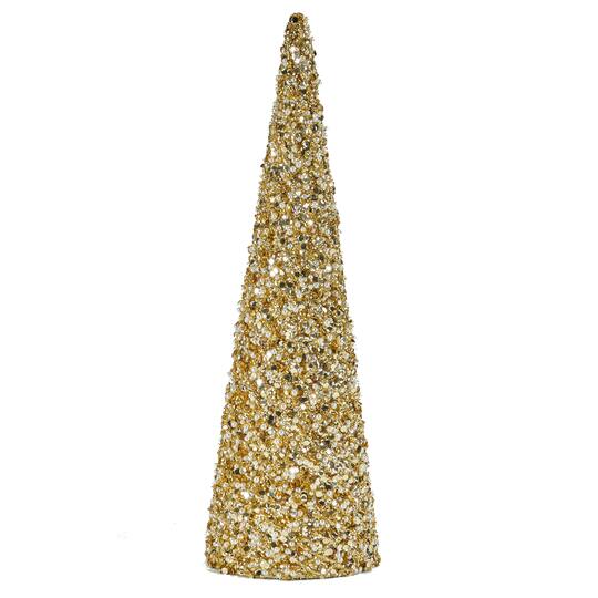 17.75" Glitter Bead & Sequin Artificial Tabletop Christmas Tree